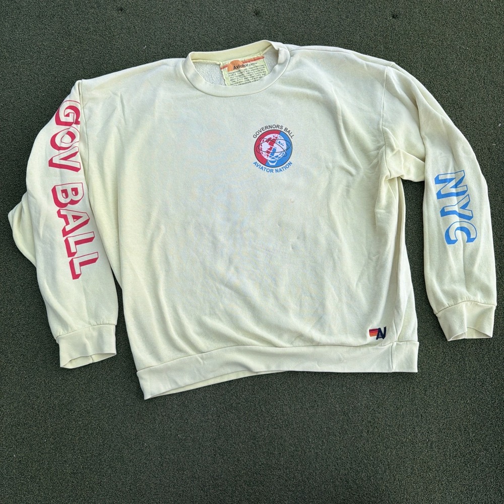 Aviator Nation Governors Ball NYC Sweatshirt LARGE L Highlighter Unisex